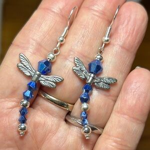 3/25 Blue Dragonfly Earrings